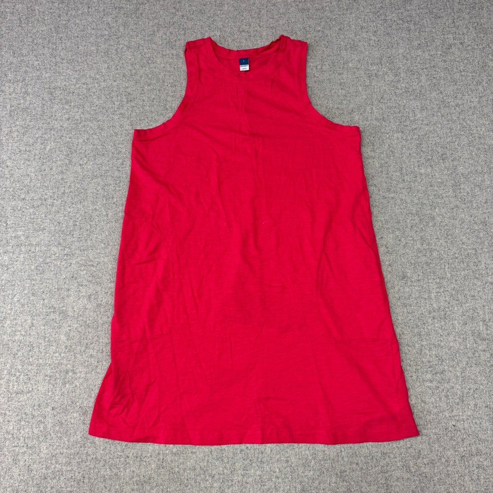 Old Navy | Sleeveless Shift Pocket Dress | L | Red | Cotton Slub Mini Casual